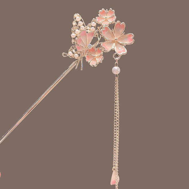 Wholesale Cherry Blossom Hairpin Tassel Cheongsam Plate Alloy Hairpin